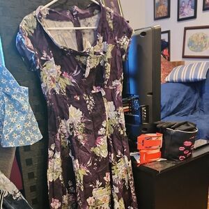 Heart Of Haute Floral Purple Dress Size L
